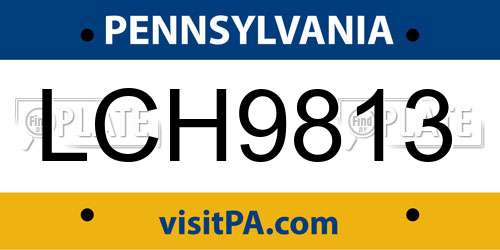 LCH9813 Pennsylvania License Plate