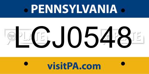LCJ0548 Pennsylvania License Plate