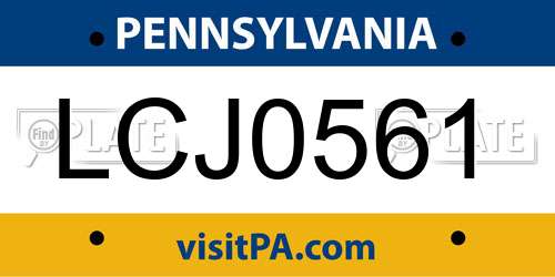 LCJ0561 Pennsylvania License Plate
