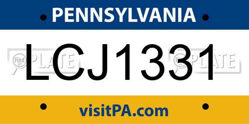LCJ1331 Pennsylvania License Plate