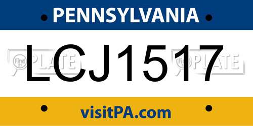 LCJ1517 Pennsylvania License Plate