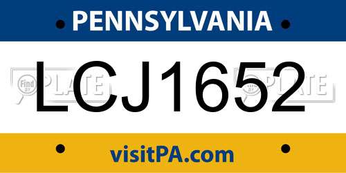 LCJ1652 Pennsylvania License Plate