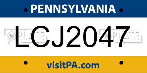 LCJ2047 Pennsylvania License Plate
