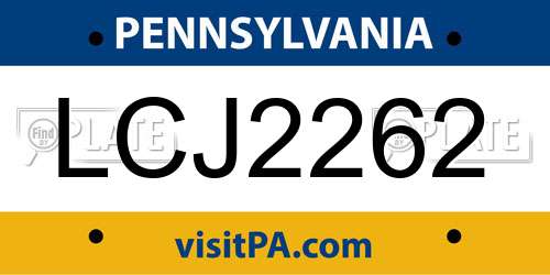 LCJ2262 Pennsylvania License Plate