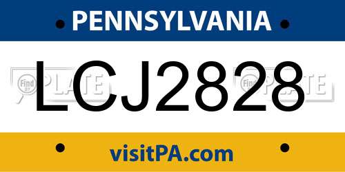LCJ2828 Pennsylvania License Plate