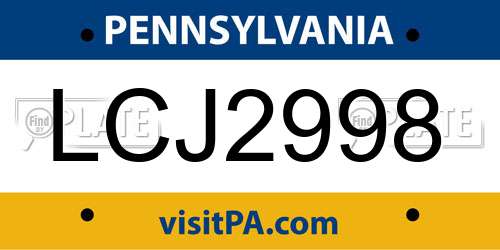 LCJ2998 Pennsylvania License Plate