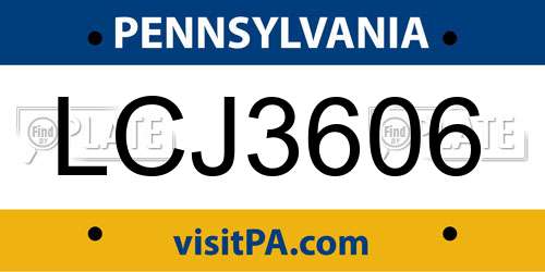 LCJ3606 Pennsylvania License Plate