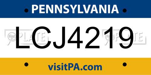 LCJ4219 Pennsylvania License Plate