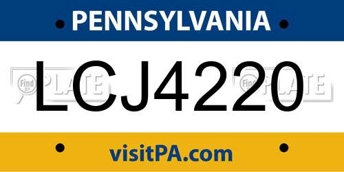 LCJ4220 Pennsylvania License Plate