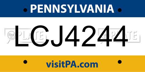 LCJ4244 Pennsylvania License Plate