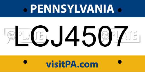 LCJ4507 Pennsylvania License Plate