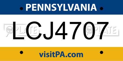 LCJ4707 Pennsylvania License Plate