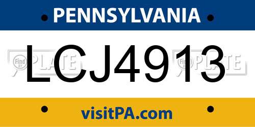 LCJ4913 Pennsylvania License Plate