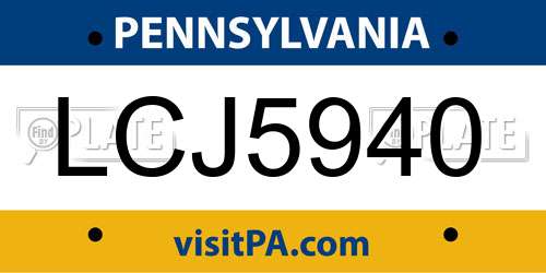 LCJ5940 Pennsylvania License Plate