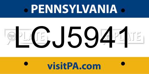 LCJ5941 Pennsylvania License Plate