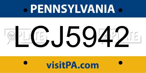 LCJ5942 Pennsylvania License Plate