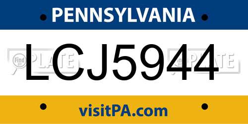 LCJ5944 Pennsylvania License Plate