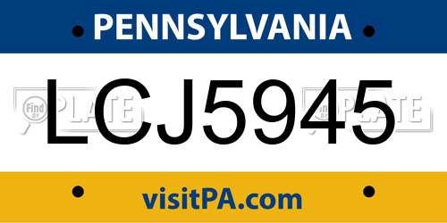 LCJ5945 Pennsylvania License Plate