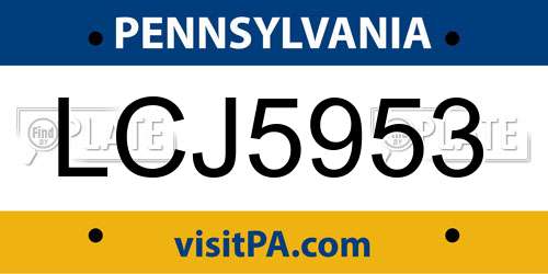 LCJ5953 Pennsylvania License Plate