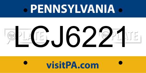 LCJ6221 Pennsylvania License Plate