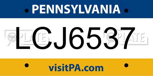 LCJ6537 Pennsylvania License Plate