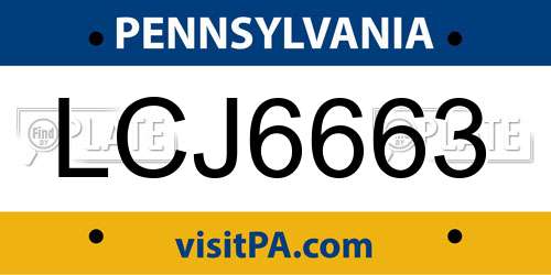 LCJ6663 Pennsylvania License Plate