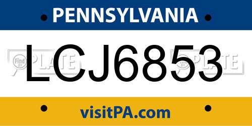 LCJ6853 Pennsylvania License Plate