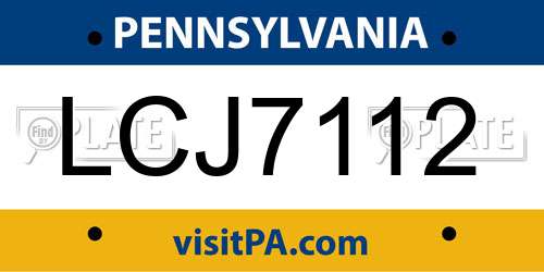 LCJ7112 Pennsylvania License Plate