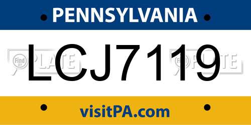 LCJ7119 Pennsylvania License Plate