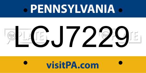 LCJ7229 Pennsylvania License Plate