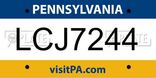 LCJ7244 Pennsylvania License Plate