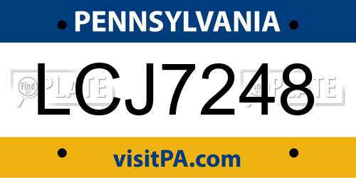 LCJ7248 Pennsylvania License Plate