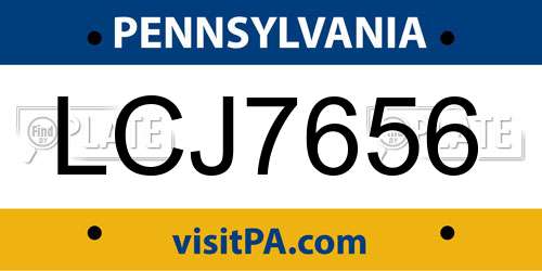 LCJ7656 Pennsylvania License Plate