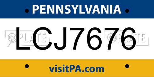 LCJ7676 Pennsylvania License Plate