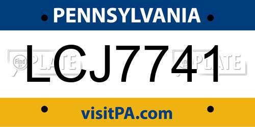 LCJ7741 Pennsylvania License Plate