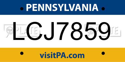 LCJ7859 Pennsylvania License Plate