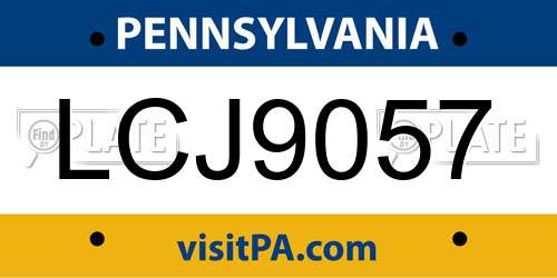 LCJ9057 Pennsylvania License Plate