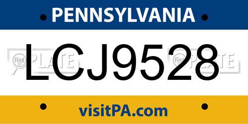 LCJ9528 Pennsylvania License Plate