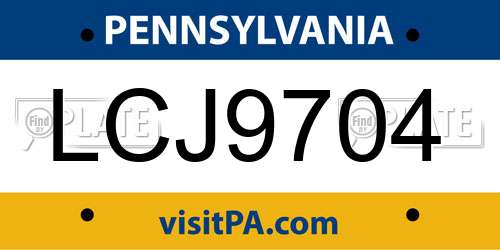 LCJ9704 Pennsylvania License Plate