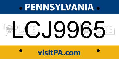 LCJ9965 Pennsylvania License Plate