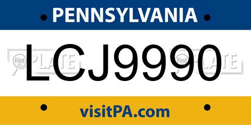 LCJ9990 Pennsylvania License Plate