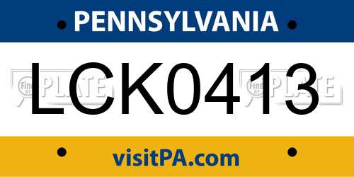 LCK0413 Pennsylvania License Plate