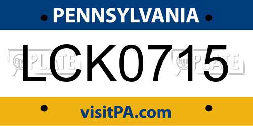 LCK0715 Pennsylvania License Plate