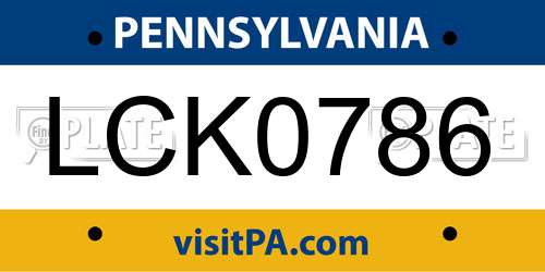 LCK0786 Pennsylvania License Plate