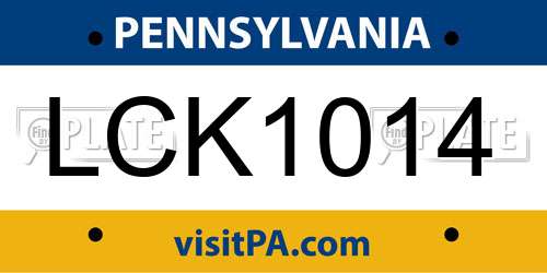 LCK1014 Pennsylvania License Plate