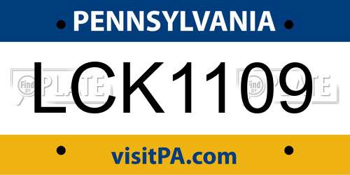 LCK1109 Pennsylvania License Plate