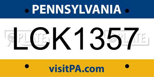 LCK1357 Pennsylvania License Plate