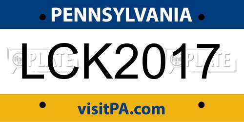 LCK2017 Pennsylvania License Plate