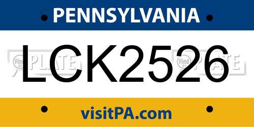 LCK2526 Pennsylvania License Plate