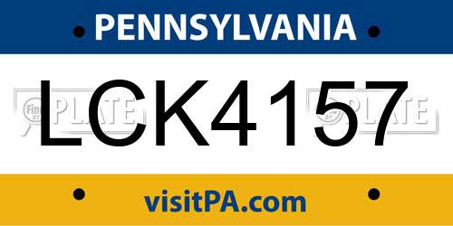 LCK4157 Pennsylvania License Plate